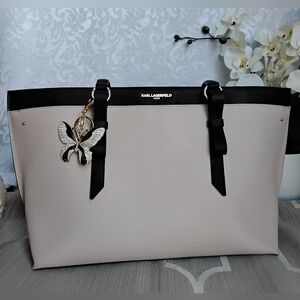 Karl Lagerfeld Paris Black & Cream Tote Bag
